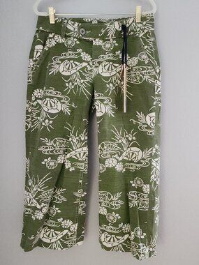 Vintage Christopher Blue Cropped Green & Cream Pants Womens Size 10